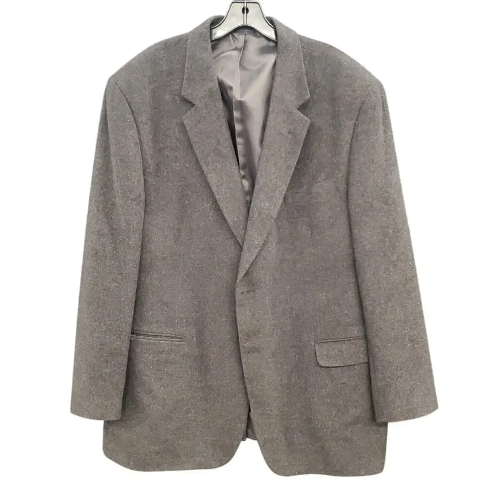100% Camel's Hair Winter Luxury Men Jacket Blazer Dark Gray Size Large Over Coat
